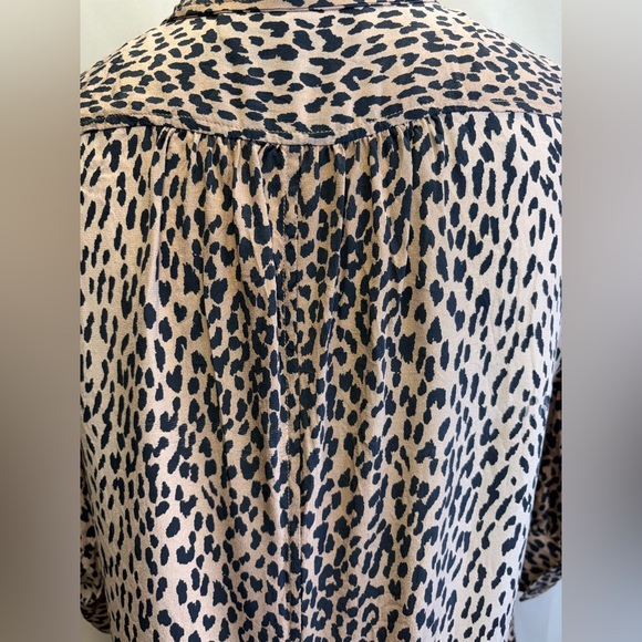 Frame Gillian Leopard-Print Silk Chiffon Blouse Size Medium (6-8) - Picture 9 of 16